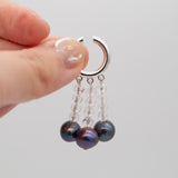 ear cuff/ SV925 beads - カット水晶/淡水パール(黒)