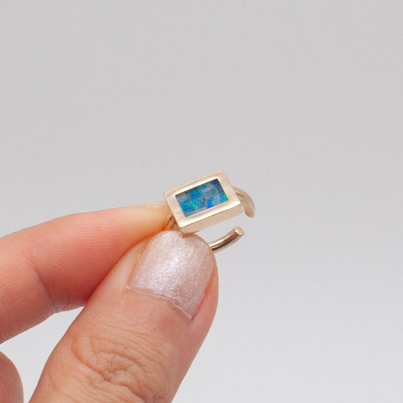 earcuff / K10YG windowframe - モザイクオパール