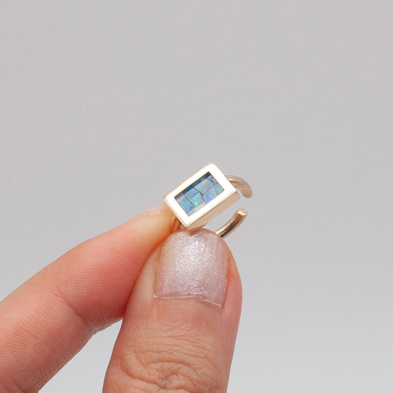 earcuff / K10YG windowframe - モザイクオパール