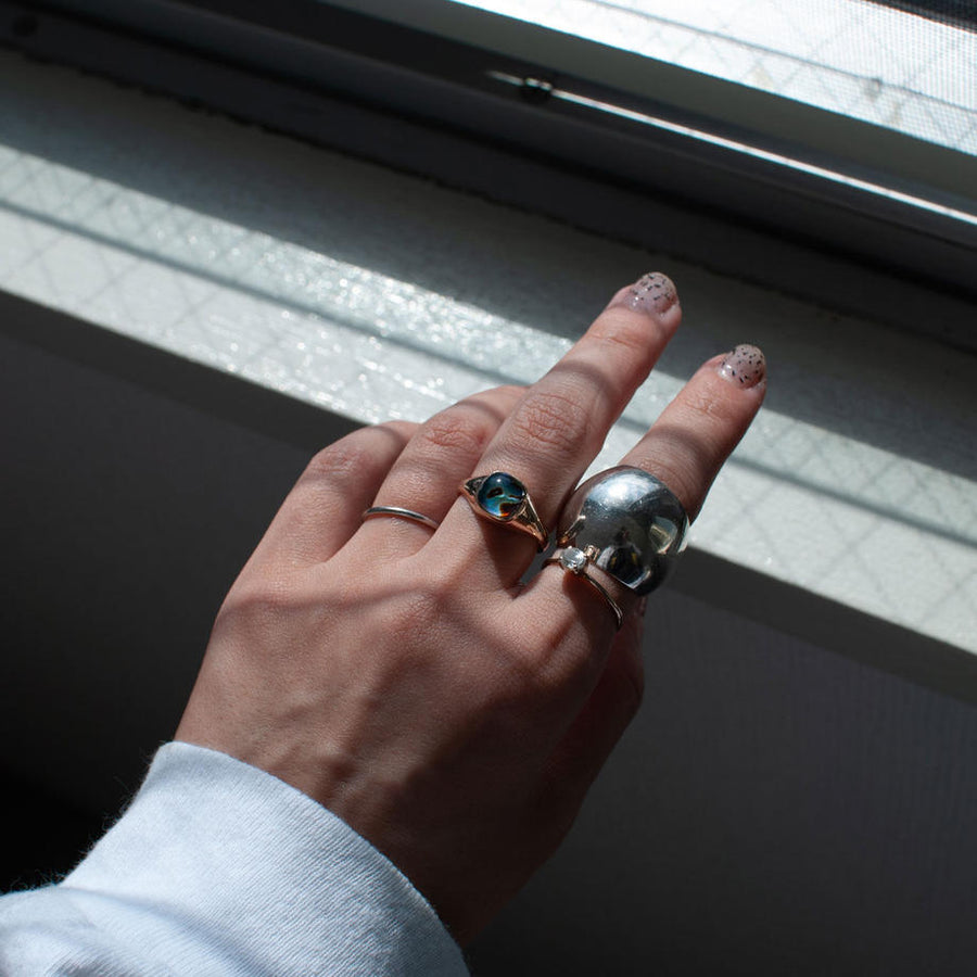 天然石リング　カメオリング　黒蝶貝　ピンク光　20*15mm SV925刻印 hatsuyume] ring / K10YG eyes on you - 黒蝶貝 – hatsuyume